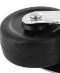 Close-up view of Jauarta 2 Inch Quiet Caster Wheel Set for Trolley Furniture Smooth showing black rubber wheel and metal swivel plate.