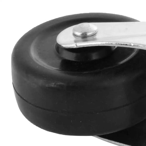 Close-up view of Jauarta 2 Inch Quiet Caster Wheel Set for Trolley Furniture Smooth showing black rubber wheel and metal swivel plate.