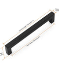 Rock Solid Flat Black Cabinet Pulls 10 Pack Stainless Steel Square Drawer Handles modern design, 172mm length, 12mm diameter.