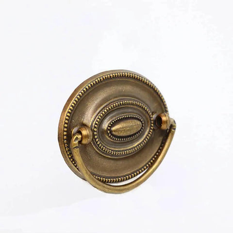 Ring Pull Cabinet Handles Set Six Pack Brass Bronze Finish For Dresser Cupboard Wardrobe Drawer 80x57mm close-up view
