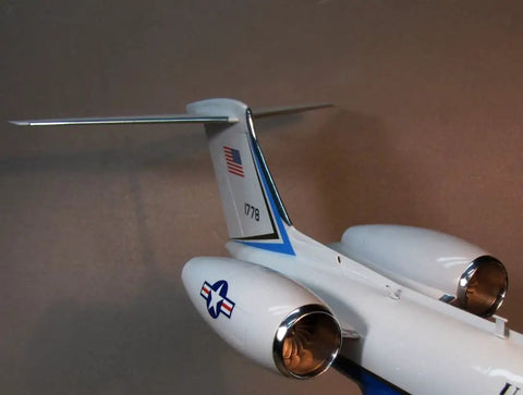 Rear view of aircraft model with tail and engine details from Drop-In Intakes, Pitots, And Antennas Detail Set for Gulfstream C-37B G-550 Amodel in 1/72 Scale Pro Grade Builder Friendly Upgrade for Aircraft Modelers With Precision Fit And Realistic Aerial Detail.