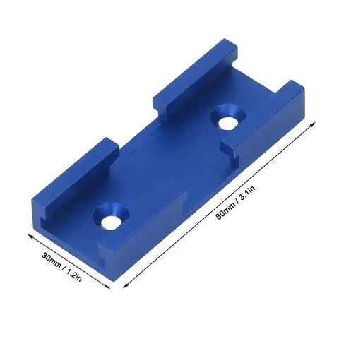 Four Piece T Track Intersection Kit For Woodworking 80mm Pro Grade Aluminum Alloy T Track Setup in blue finish, top angle view