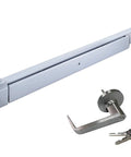 32 Inch Panic Bar Exit Device With Exterior Lever Lock ANSI Grade 1 UL Listed Cut-To-Size For 30 To 36 Inch Doors Aluminum Finish