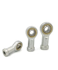 Workhorse Metric Male Left And Female Right Thread Rod End Bearings With Self Aligning Swivel Design, set of three steel units.