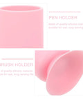 Silicone Pen Holder With Suction Cup Pink Desk Organizer For Pens And Makeup Brushes Multipurpose Storage Tray For Nail Art Tools Office