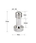 Honest Workhorse Standard Quarter Twenty Slotted Screws Brass Nickel Plated 17 Mm Long with detailed measurements of 1/4" -20.