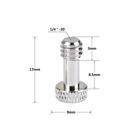Honest Workhorse Standard Quarter Twenty Slotted Screws Brass Nickel Plated 17 Mm Long with detailed measurements of 1/4" -20.