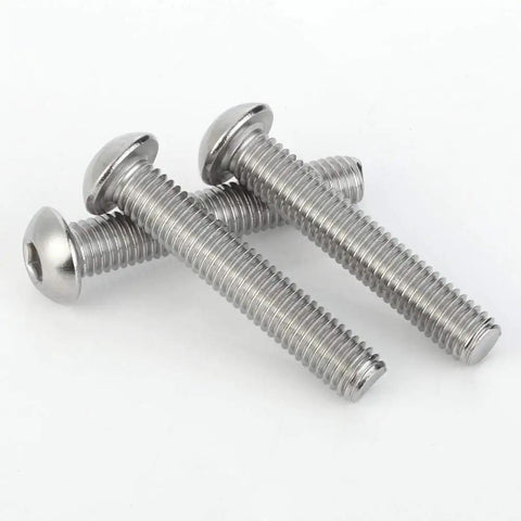 Straight Up Solid 1/4 20 X 1/2 Inch Button Head Socket Cap Screws Crafted From Premium 18-8 Stainless Steel with smooth tops.