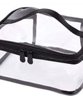 Two Pack Clear Makeup Bags With Zipper Waterproof Travel Storage Pouch Organizer For Cosmetics And Toiletries Transparent PVC Bags With Handle Large Capacity See Through For Airport Security.