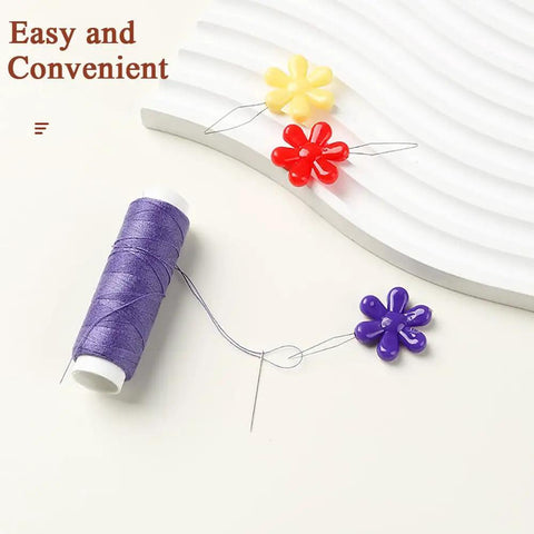 40 Piece Dope Petal Shaped Needle Threader Set In Assorted Colors For Hand Sewing, Cross Stitch, And Clothes Repair with thread.
