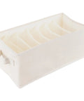Multi Grid Linen Cotton Closet Organizer Drawer Box With Durable Fabric Dividers in beige for organizing clothes