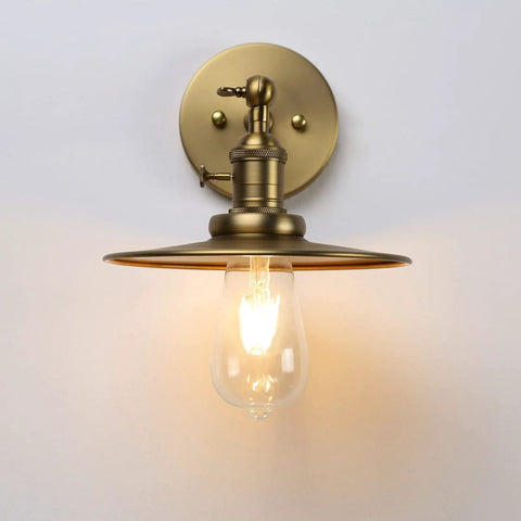 Industrial Vintage 1 Light Wall Sconce With 7.9 Inch Metal Shade Antique Vanity Light with On Off Switch lit up