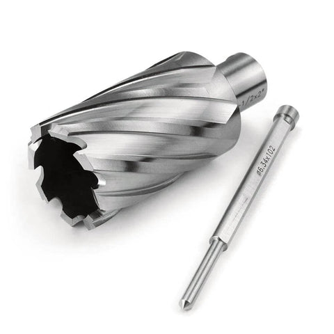 Oscarbide annular cutter, 1-1/2 in dia, 2 in depth, with 3/4 in Weldon shank and pilot pin for magnetic drill press