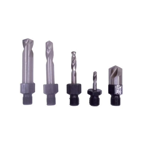 5 Piece Threaded Drill Bit Set for Compact Pneumatic Right Angle Drill Kit With 1/4-28 Chuck 3200 RPM