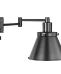 Black Swing Arm Wall Light With Adjustable Arm For Focused Task Lighting, Go To Industrial Loft Vibe, Easy Install, side view