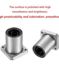 Front and side views of LMK8UU 8mm Linear Ball Bearings Double Sealed Flange Bushing for CNC Machines and 3D Printers