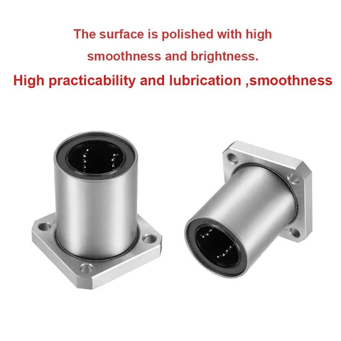 Front and side views of LMK8UU 8mm Linear Ball Bearings Double Sealed Flange Bushing for CNC Machines and 3D Printers
