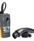 Slick Heavy Duty Type One Electric Vehicle Charging Station Diagnostic Adapter For Testing Level 1 And Level 2 Ac Systems With Gfci And Ground Safety Checks Plug Right In with detailed control panel and Type 1 plug.