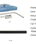 32 Inch Canoe Outriggers Floats Kit With Adjustable Stabilizers components including pontoons, arms, knuckles, and hardware.