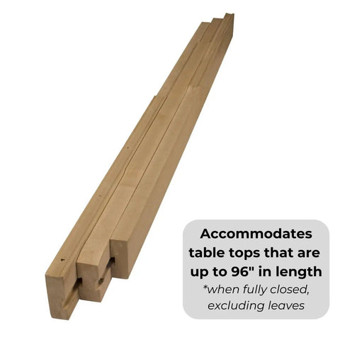 Premium Soft Maple Table Extension Slides Roll Slick As Silk For Dining Rooms Up To Ninety Six Inches showing sturdy wooden pieces.