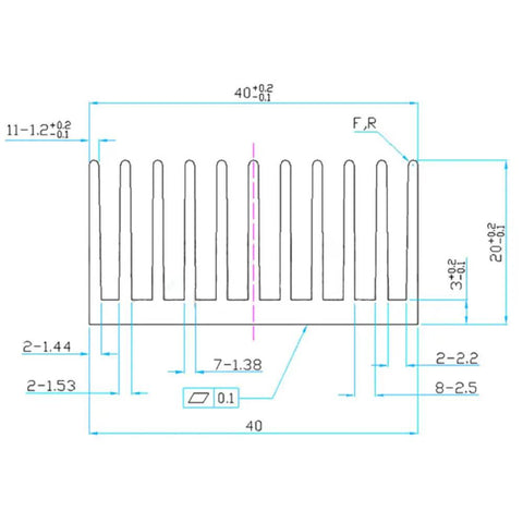 Technical diagram of 4 Pack Black Aluminum Heat Sinks with Pre Applied Thermal Conductive Tape for VRMs GPUs Stepper Drivers.