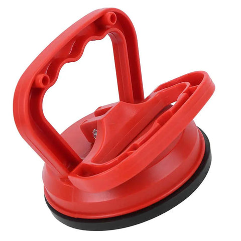 Heavy Duty Glass Suction Cup Lifter With Ergonomic Abs Handle And Tight Locking Mechanism For Moving Tiles Sheets And Panels Like A Boss With Unshakable Grip All Day Long, side view with red handle.