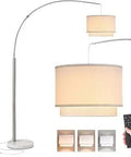 Tall Arch Floor Lamp With Remote Dimmer And Color Temperature 2700K To 6000K Dope Double Drum Shade On Marble Base Modern Corner Light