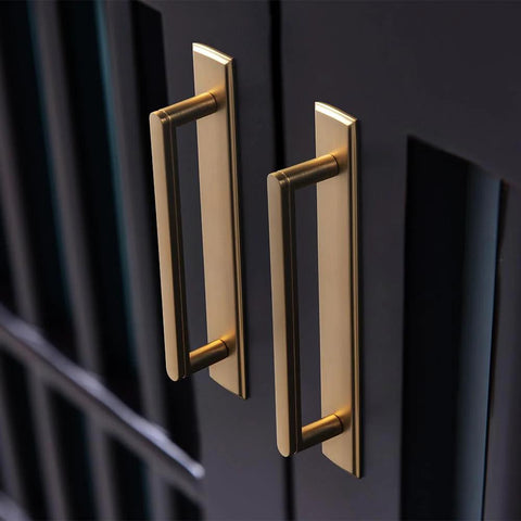 2 Pack 5 Inch Center To Center Champagne Bronze Cabinet Handles With Backplates on dark cabinet
