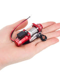 Sick Simulated Electric Winch Made From CNC Aluminum Alloy For 1 10 Rc Crawler Upgrade Parts With Realistic Red Finish in hand.