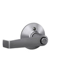 Elan Bedroom And Bathroom Privacy Door Lever With Inside Push Button Auto Unlock And Outside Pin Key Satin Chrome Finish Easy Install