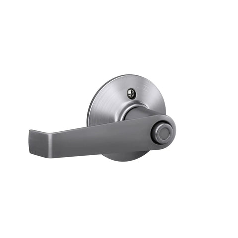 Elan Bedroom And Bathroom Privacy Door Lever With Inside Push Button Auto Unlock And Outside Pin Key Satin Chrome Finish Easy Install