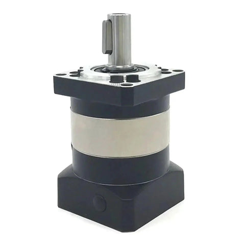 Badass Nema 23 Planetary Gearbox, Rock Solid 15 To One Step Down Speed Reducer, with a sleek black and silver design.