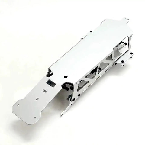 Beefy Aluminum RC Car Chassis Frame Kit For 1/10 Scale Buggy Upgrades, Easy Snap-In Install, Durable Silver Alloy Chassis