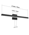 27.6 Inch Modern Black Vanity Light LED for Bathroom Wall Mount Fixture with dimensions shown