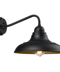 Classic Barn Style Wall Light Fixture, Dope Outdoor And Indoor Wall Sconce, 12 Inch Matte Black Industrial Wall Mount Lamp For Farmhouse And House Decor, E26 Bulb Compatible, Vintage Yet Modern Porch Hallway Lighting, side view