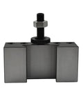 Rock Solid Wedge Type Piston Quick Change Tool Holder For Cnc Lathe And Home Metal Shops Accepts Up To 3/4 Inch Turning Bits, black steel tool post view.