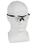 Nemesis Safety Glasses With Rx Inserts, Clear Anti Fog Lenses In Black Frame, displayed on a mannequin head