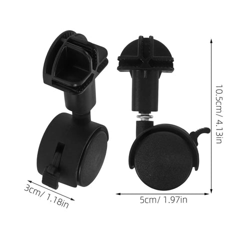 Heavy Duty Stem Caster Wheels Replacement For Pet Cage And Dog Kennel Swivel Rollers showing black casters with stem mounts and measurements.