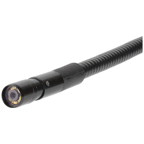 ET16 Borescope With 8mm Camera, 10-Foot Armored Gooseneck Endoscope showing camera lens and flexible neck