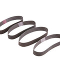 Four three eighths inch by thirteen inch sanding belts for woodworking and metal polishing, silicon carbide, various grits shown.