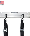 Wall Mounted Tie Down Hanger Rack For Enclosed Trailers And Garage Storage, Aluminum Organizer with two ratchet straps, Silver