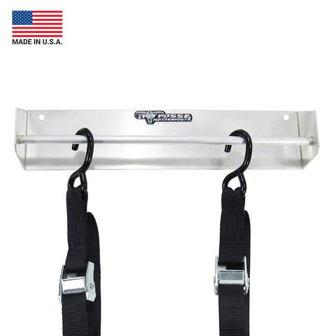 Wall Mounted Tie Down Hanger Rack For Enclosed Trailers And Garage Storage, Aluminum Organizer with two ratchet straps, Silver
