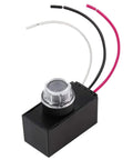 Outdoor Light Sensor Photocell Auto On Off 120 to 277 Volt Dusk to Dawn Switch, black housing with wires, for exterior lighting