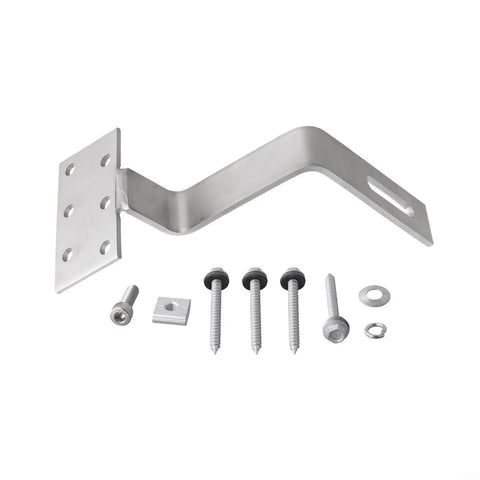 Rock Solid 304 Stainless Steel Solar Panel Roof Hooks For Tile Roofs With Built Tough Mounting Brackets And Self Tapping Screws, includes hooks and screws.