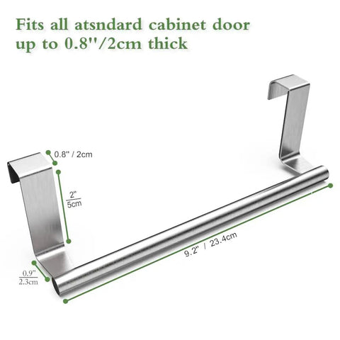 Over Cabinet Towel Rack Set, Heavy Duty Stainless Steel Kitchen Towel Bar Holder In Chrome Finish, 9 Inch Wide, side view