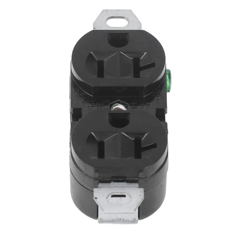 Rock Solid Double Industrial Outlet Socket Heavy Duty Power Receptacle Built Like A Tank For Garage And Workshop Spaces top view with dual receptacles.