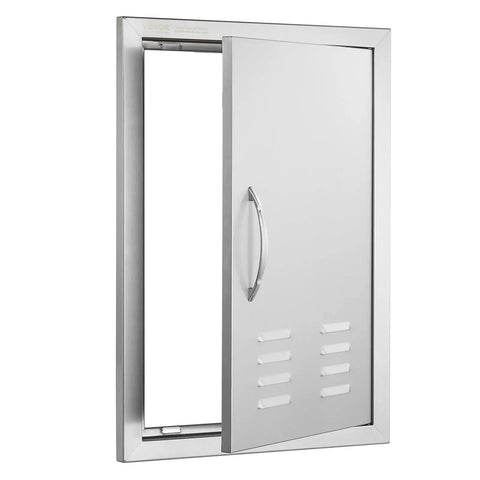 Stainless Steel Outdoor Kitchen Access Door 17W X 24H Inches Flush Mount Wall Panel With Handle Vents And Hook Weatherproof Design