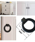 Flat Black Zinc Alloy Cabinet Handle 46mm By 40.6mm Single Hole Drawer Pull on furniture with dimensions