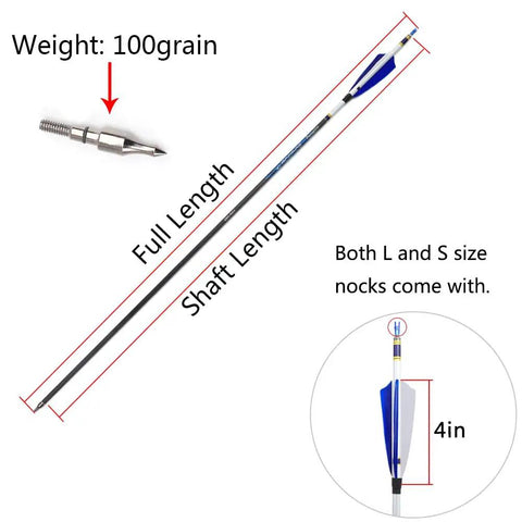 6Pc Dope 30-Inch Spine 400 Target And Hunting Arrows With Removable Tips, 4-Inch Turkey Feather Fletching; arrow details.