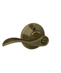 Accent Keyed Door Lever Antique Brass Finish Reversible Handle For Right Or Left Swing Doors Easy DIY Install With Phillips Screwdriver Durable Security Lever For Home Fits 2.3 x 2.8 x 2.8 Inch